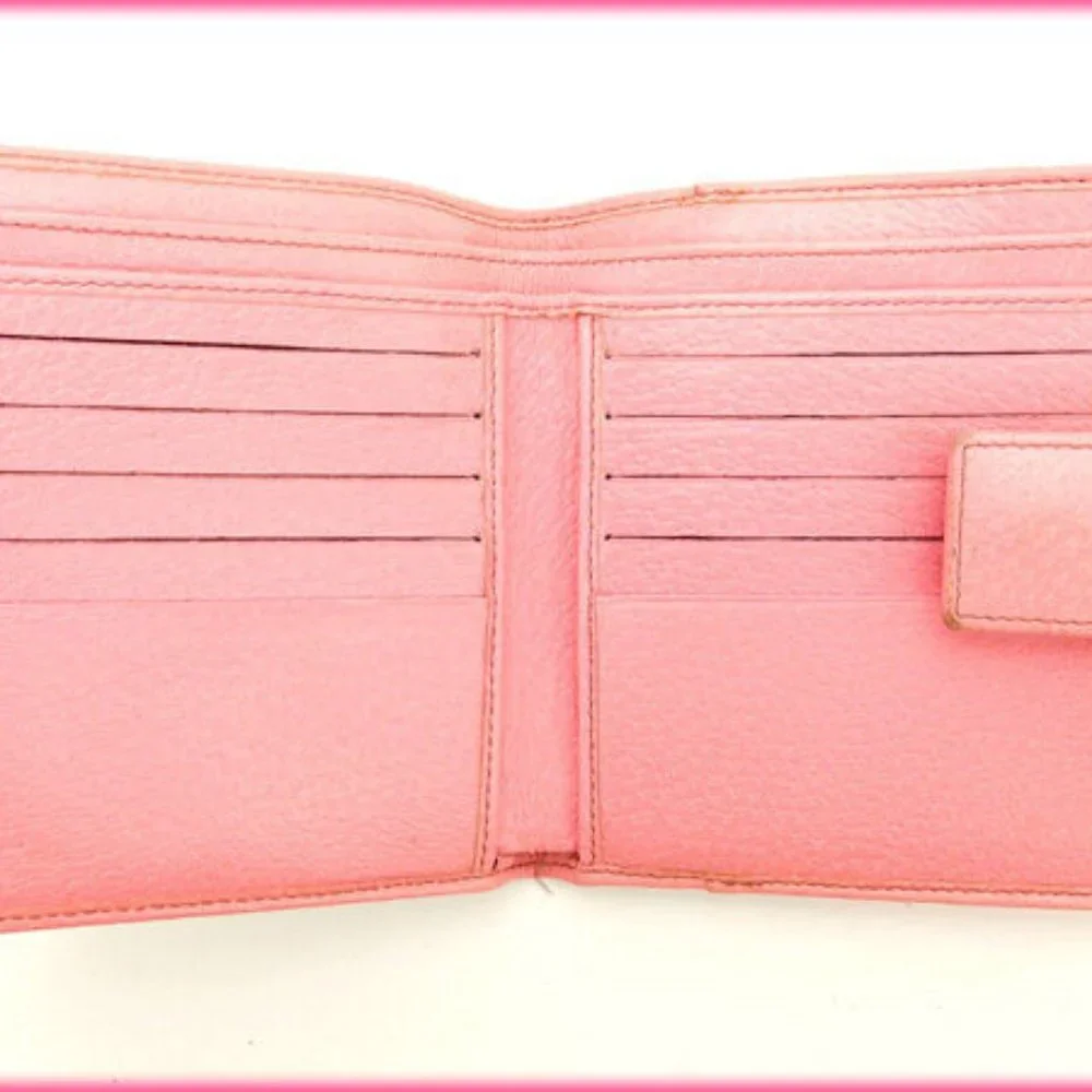 Gucci Wallet Purse Folding wallet GG Pink Beige Woman Authentic Used - Picture 5 of 5